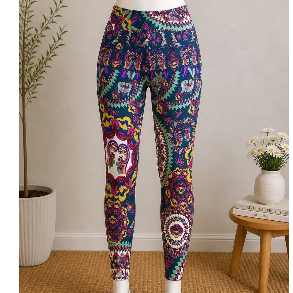 Liquido Active Mandala Print Yoga Leggings Womens Large Multicolor Psychedelic